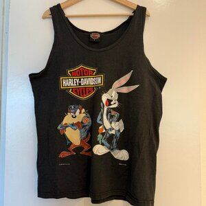 Vintage Harley Davidson x Looney Tunes Black Tank Top L / Biker Graphic Tee